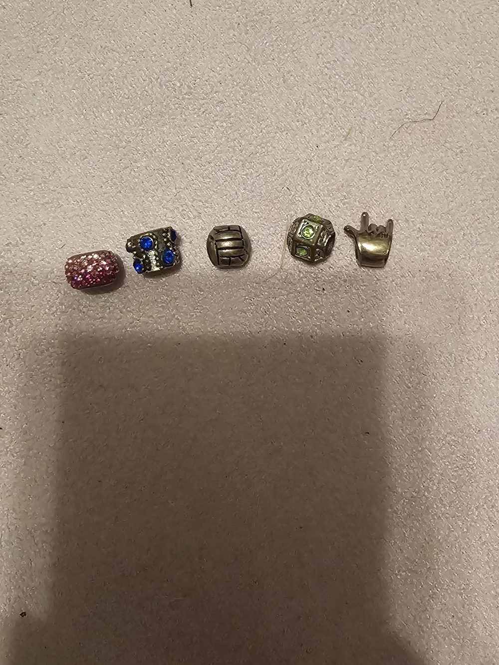 Pink, Blue & Green Crystal Charm Bead Set